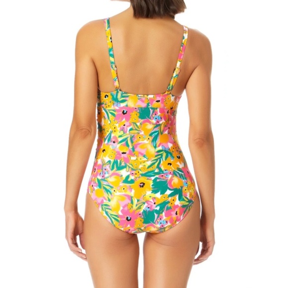 Anne Cole V Wire One Piece Swim Suit in Sunshine Floral XS - Picture 2 of 9